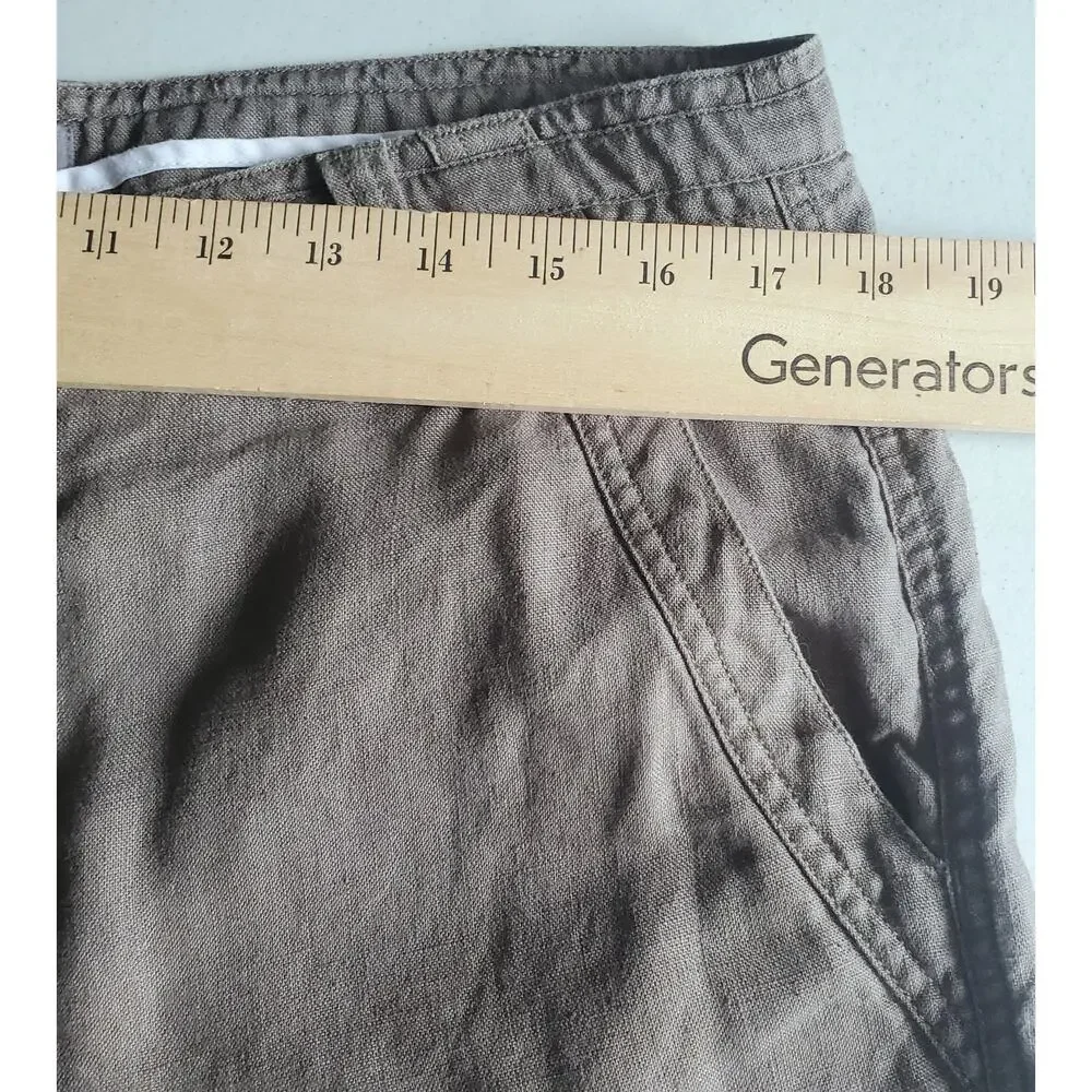Apt 9 Mens Taupy Green 100% Linen Pants Size 36x32 Preppy Beachy Travel Resort